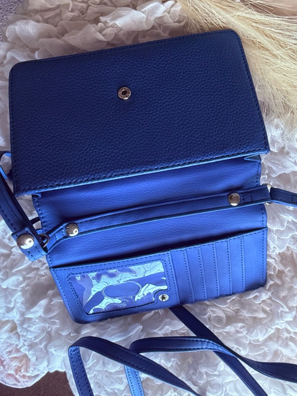 Blue Leather Crossbody Purse with Silver Accent by Safekeeper - Picture 7 of 7
